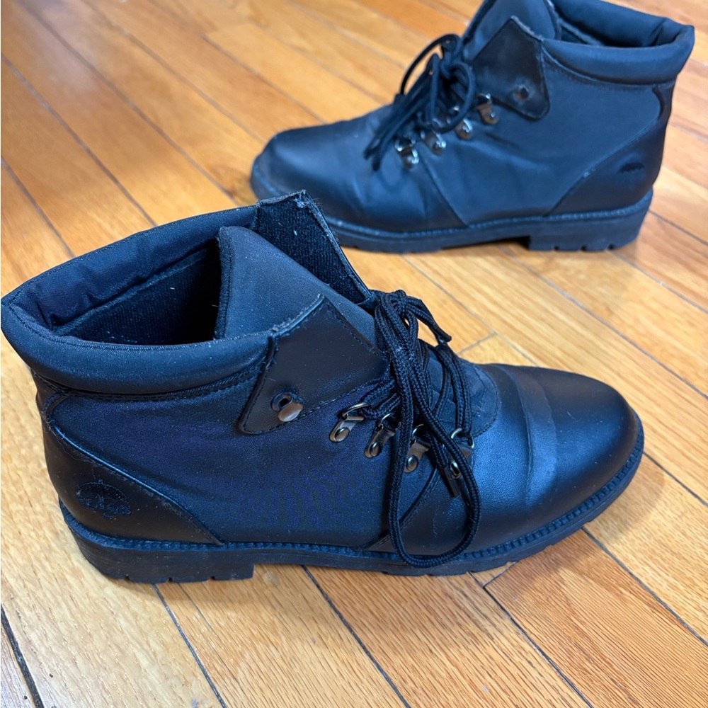 Totes Black Sherri Waterproof Lace-Up Boots